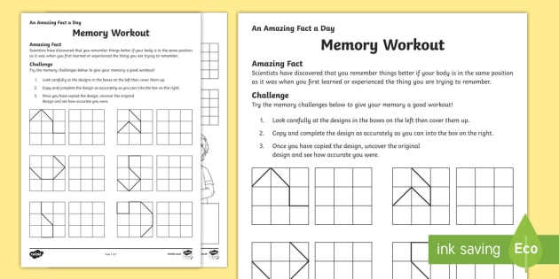 Memory Workout Worksheet / Worksheet (teacher made) 