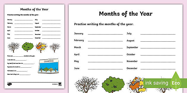 Months of the Year Worksheet / Worksheet (teacher made)