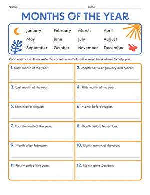 Months of the Year | Interactive Worksheet 