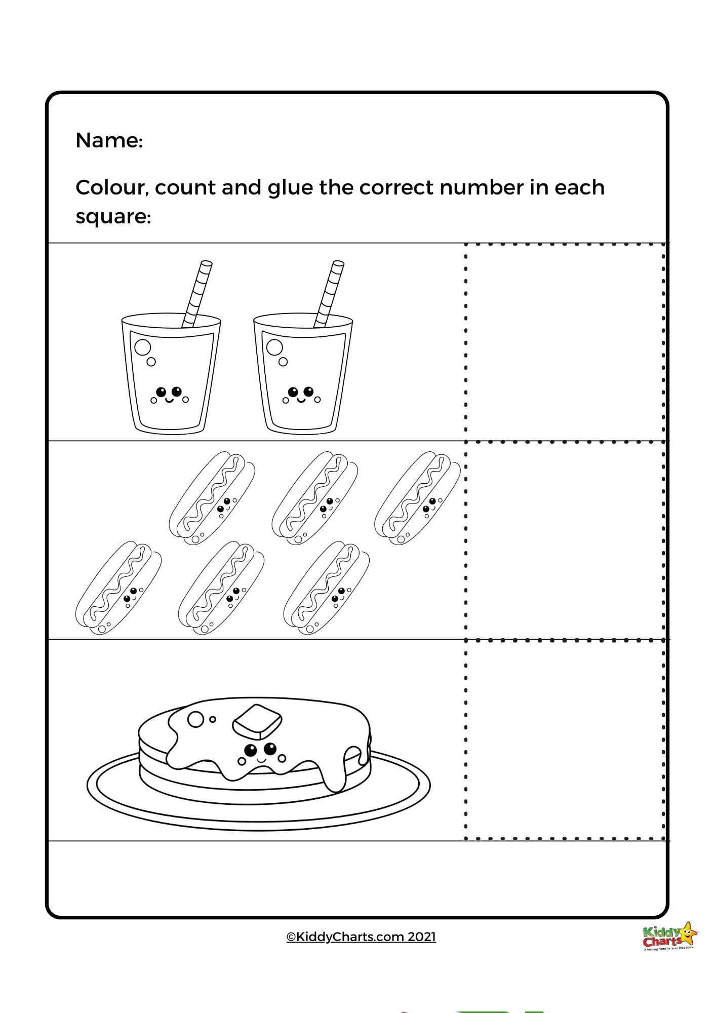 Preschool math worksheets: Fun with food - KiddyCharts Shop