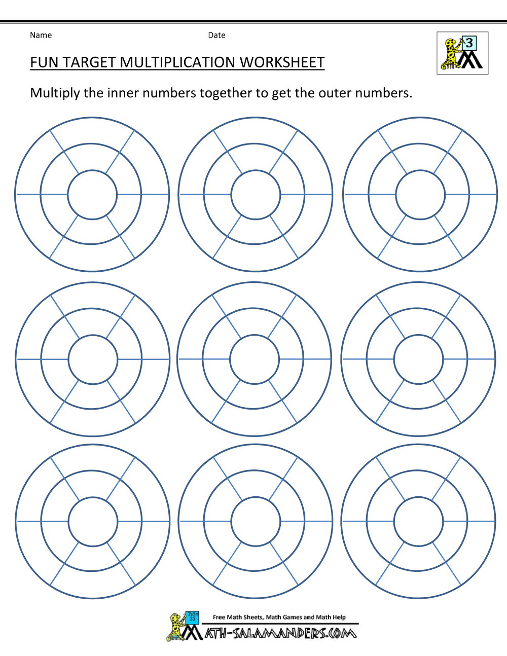 Fun Multiplication Worksheets to 10x10