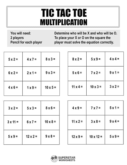 Multiplication Games -Worksheets Library