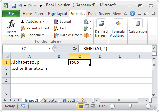 Excel 2016: MS Excel: RIGHT Function (WS, VBA)