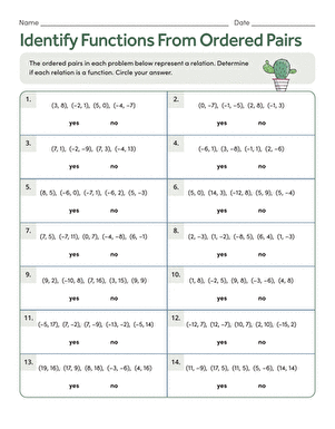 Identify Functions From Ordered Pairs | Interactive Worksheet ...