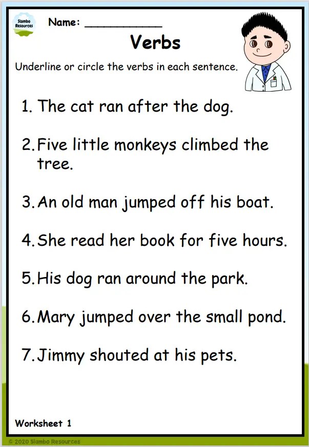 Grade 2 Verb Worksheets | Free Printables | English Worksheets