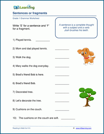Grade 1 Grammar and Writing Worksheets | Worsheets library