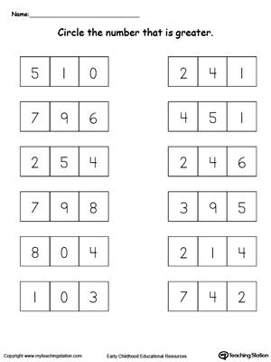 FREE* Greater Than Worksheet: Comparing Numbers 1 Through 9 ...