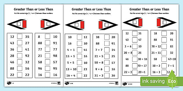 Greater Than and Less Than Activity Sheets (teacher made)