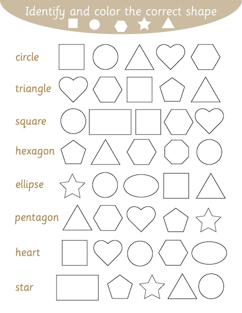 Premium Vector | Shapes worksheet for kids identify and color ...