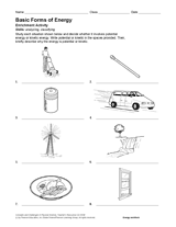 worksheet identifying types of energy