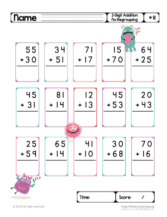 worksheet in addition without regrouping