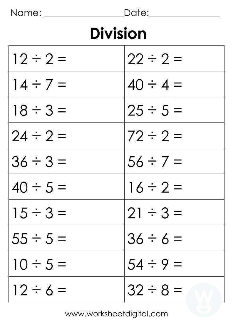 worksheet in division for