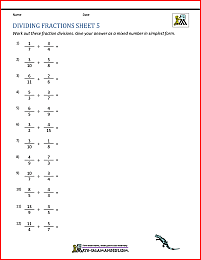 worksheet in division of fractions
