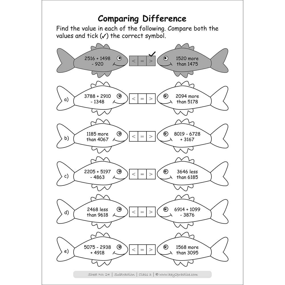 Class 3 | Maths | Subtraction | Activity Based Worksheets ...