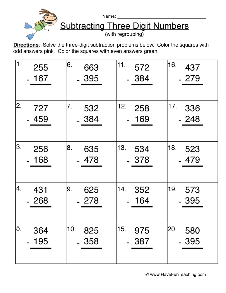 worksheet in subtraction with regrouping