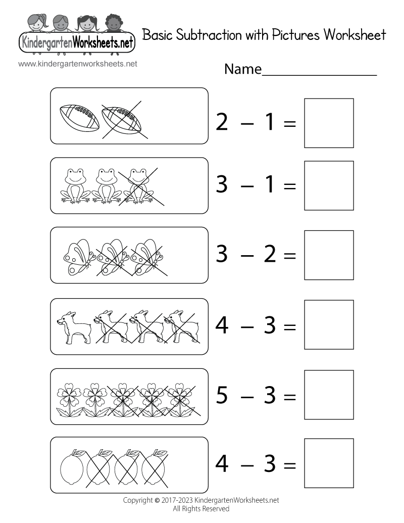 Basic Subtraction with Pictures Worksheet - Free Printable ...