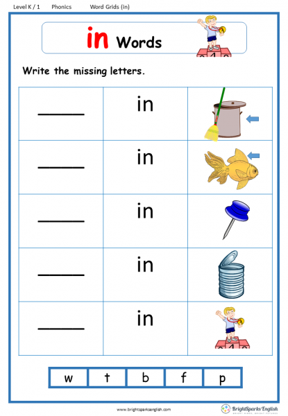 Word Family in Word Grids English Phonics Worksheet - English ...