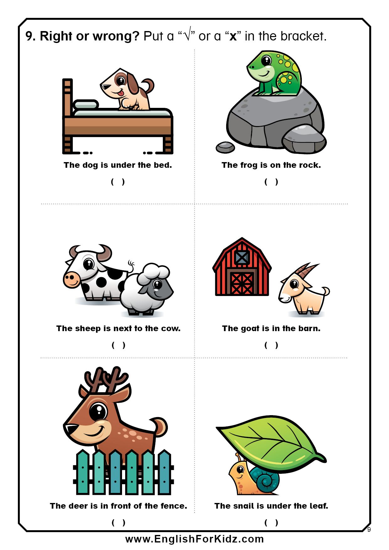 English for Kids Step by Step: Prepositions Worksheets
