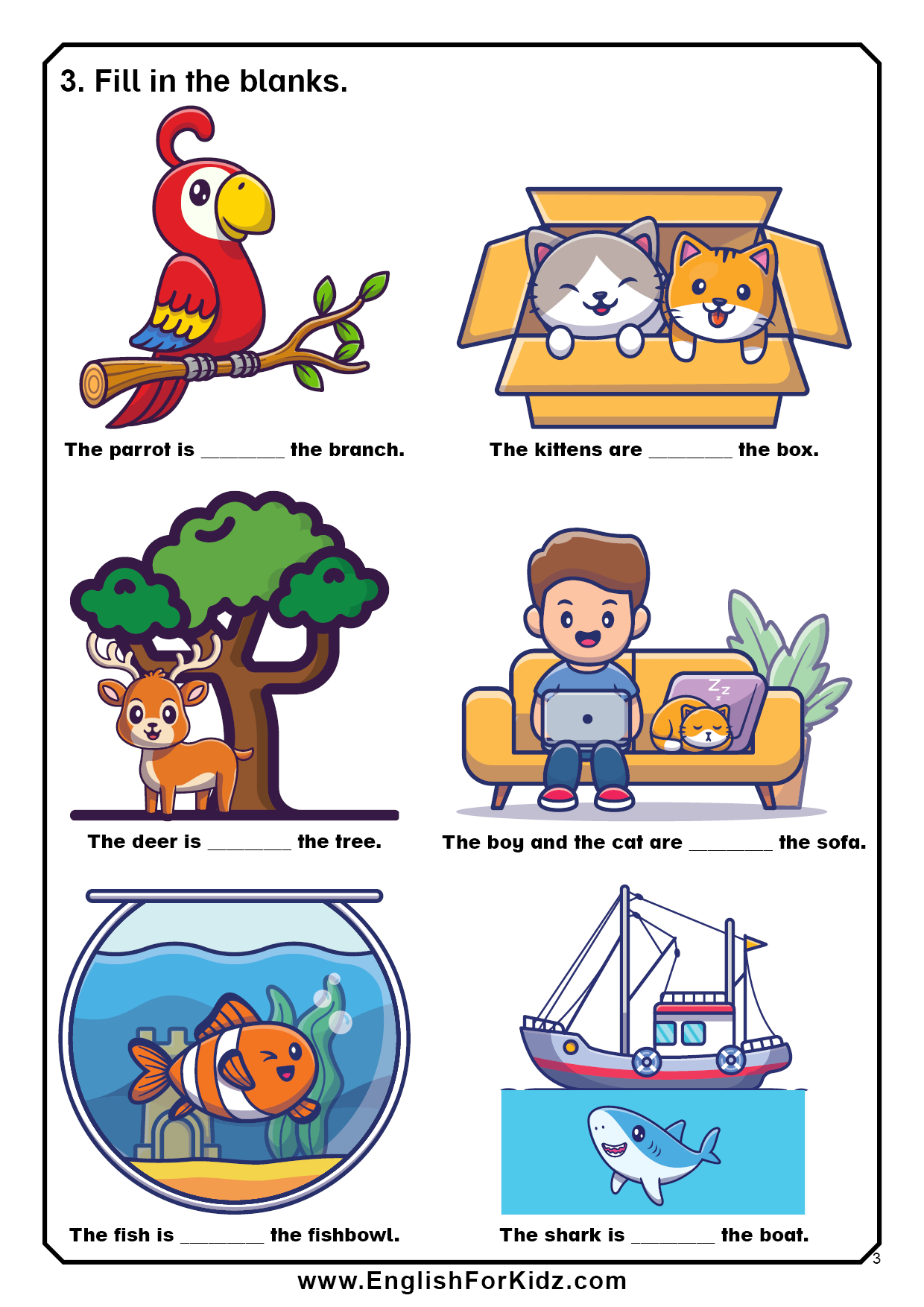English for Kids Step by Step: Prepositions Worksheets