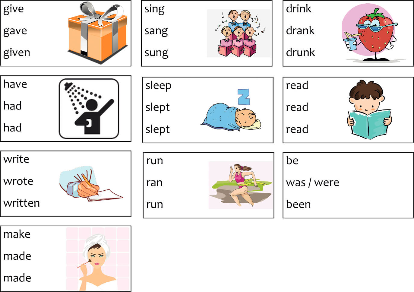 Irregular verbs worksheets - Games to learn English