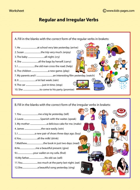 Regular and Irregular Verbs worksheet