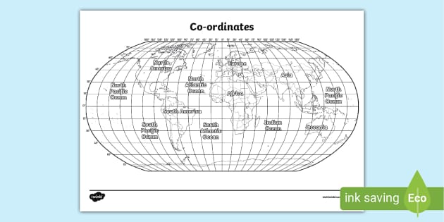 Longitude and Latitude Coordinates Map (teacher made)
