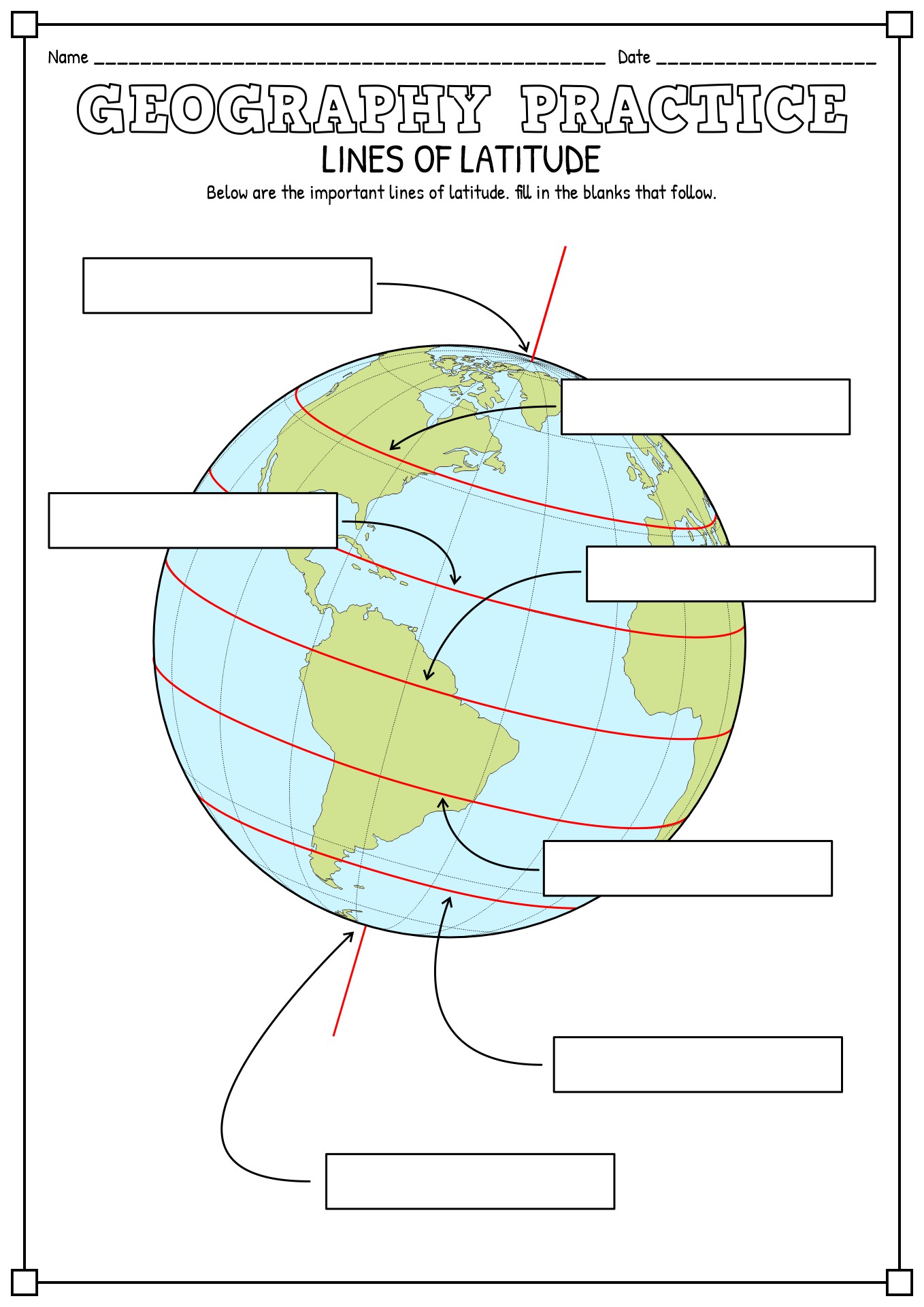 worksheet latitude and longitude grid