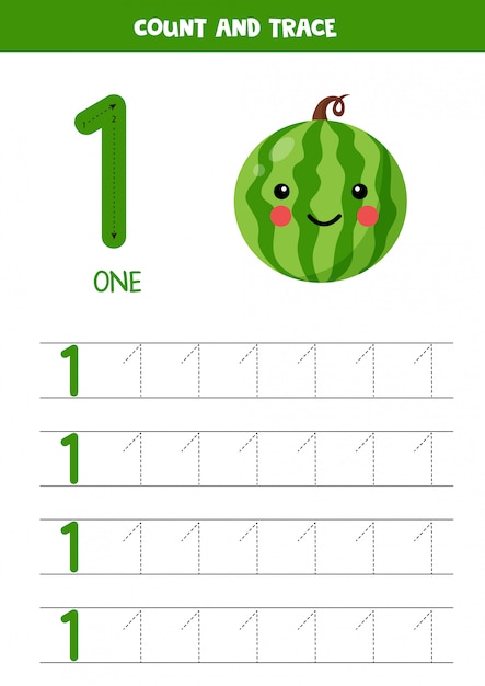 Premium Vector | Worksheet for learning numbers with cute kawaii ...