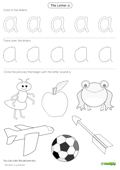 worksheet letter a