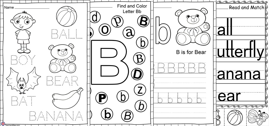 worksheet letter b for balloons