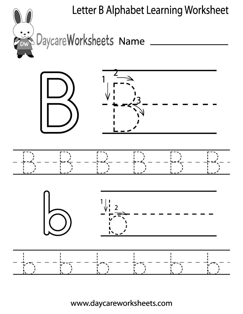 Free Printable Letter B Alphabet Learning Worksheet for Preschool