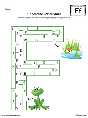 Uppercase Letter F Maze Worksheet (Color) | MyTeachingStation.com
