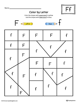 Uppercase Letter F Color-by-Letter Worksheet | MyTeachingStation.com