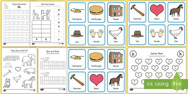 worksheet letter h recognition