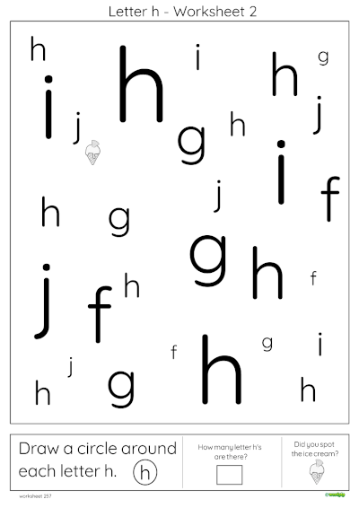 worksheet letter h recognition