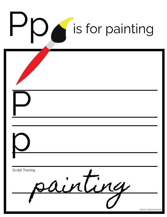 Letter P Script Printable Worksheets Template | PosterMyWall