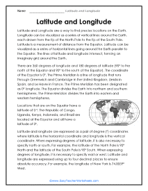 Latitude and Longitude Worksheets