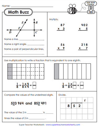 Daily Math Review Worksheets - Level D (4th Grade)