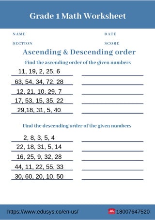 1st grade free pdf math worksheet printable | PDF