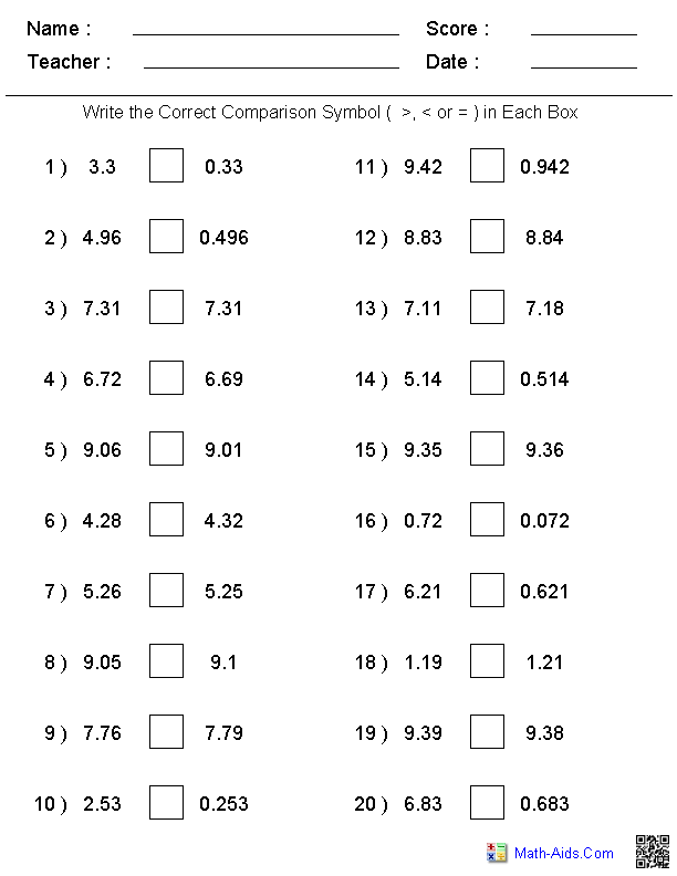 Math Worksheets | Dynamically Created Math Worksheets