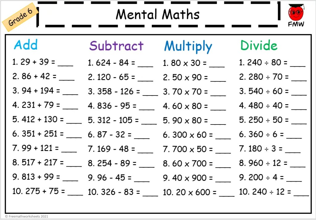 worksheet math