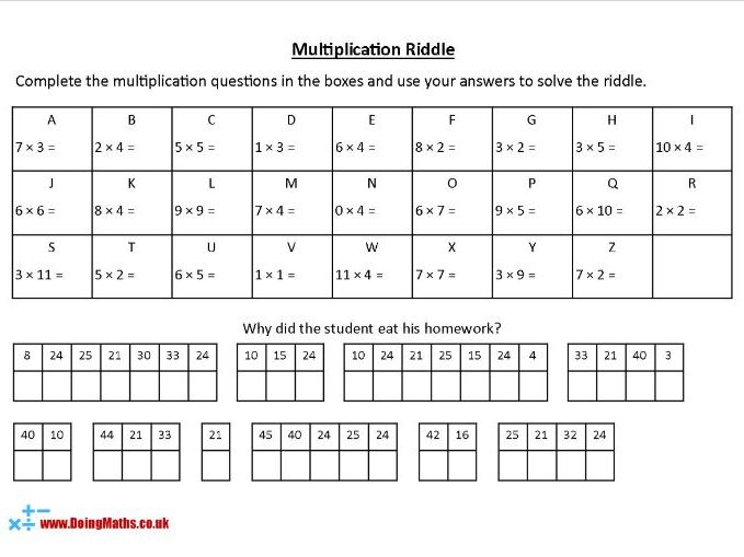Multiplication Codebreaker Riddles - KS2 Maths Worksheets ...