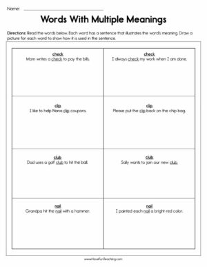 Words with Multiple Meanings Worksheet  