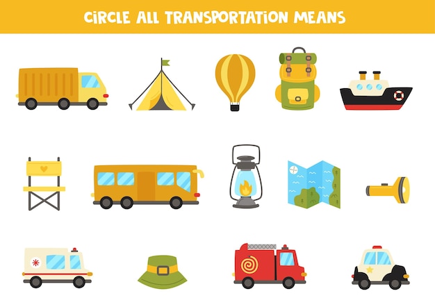 Premium Vector | Find all transportation means Educational ...