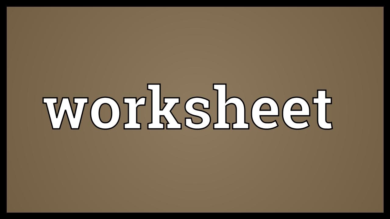 Worksheet Meaning - YouTube