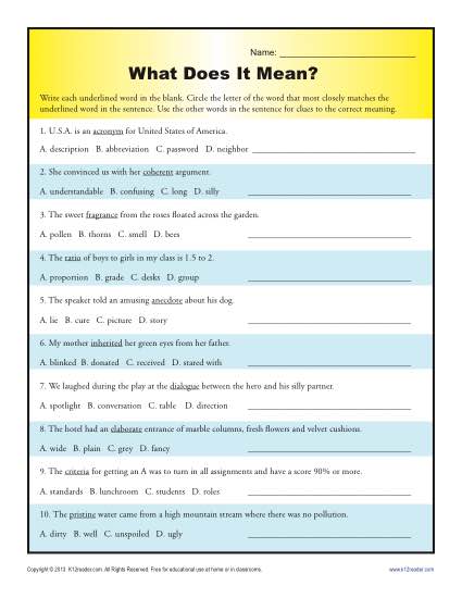 What Does It Mean? | Context Clues Worksheets for Middle School