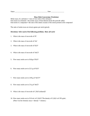 Mole Conversion Worksheet: Complete with ease | airSlate SignNow