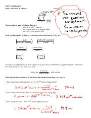 worksheet mole conversions