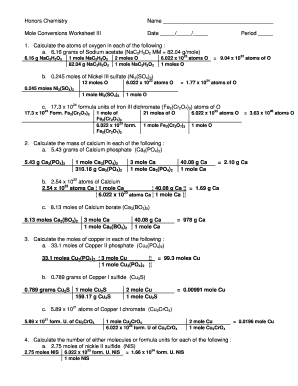 Fillable Online Chapter 6 worksheet Mole conversions Fax Email ...