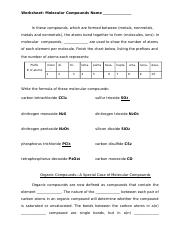 worksheet molecular compounds answers